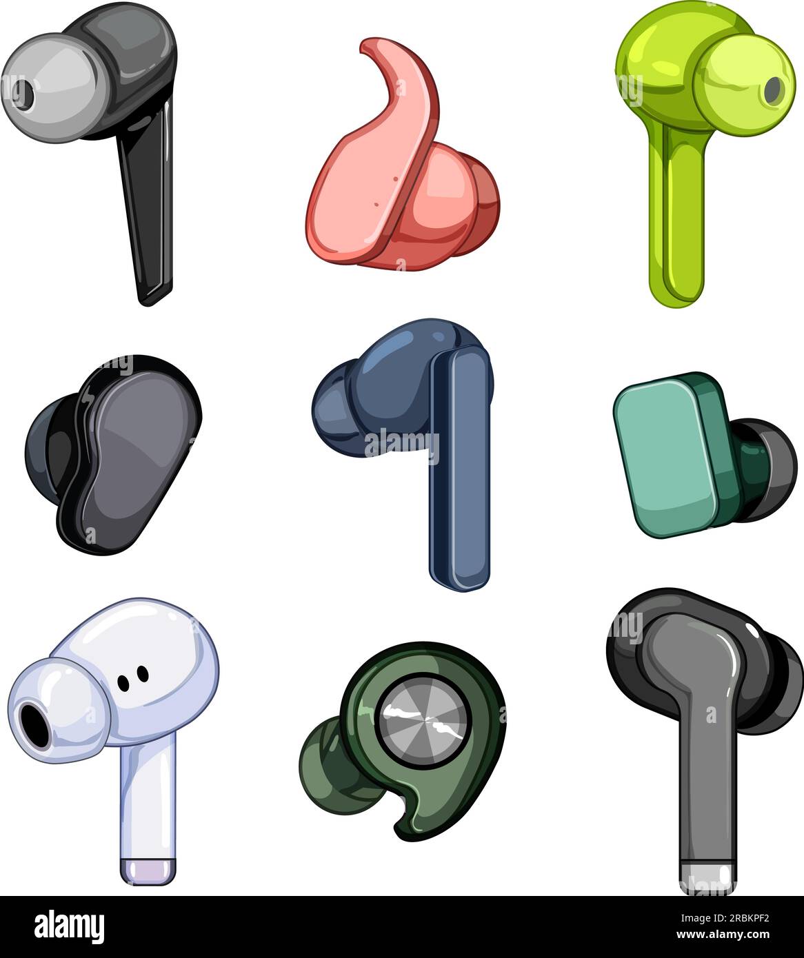 wireless earphones set cartoon vector illustration Stock Vector