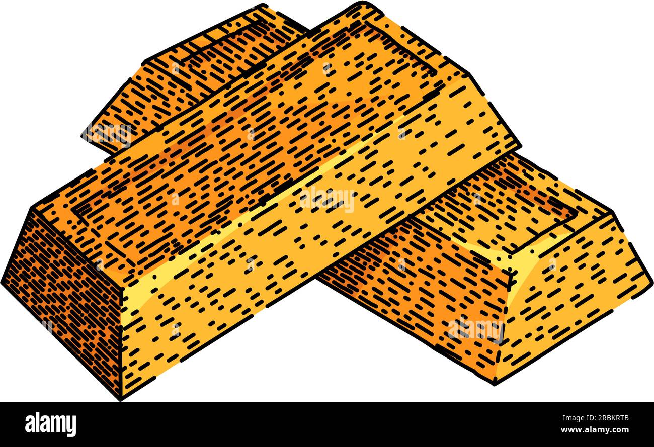 old treasure gold bar sketch hand drawn vector Stock Vector