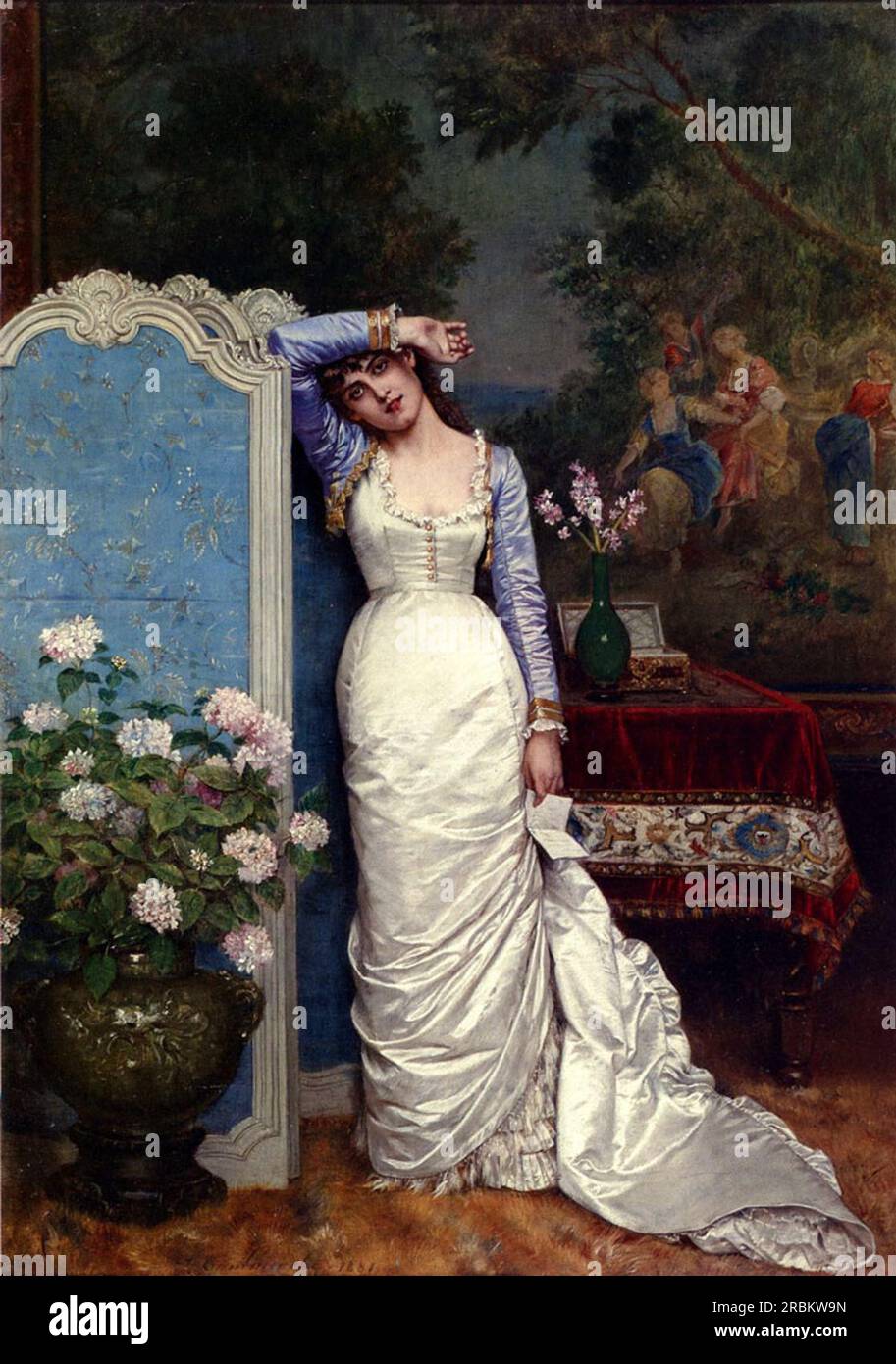 Young Woman In An Interior 1881 by Auguste Toulmouche Stock Photo - Alamy