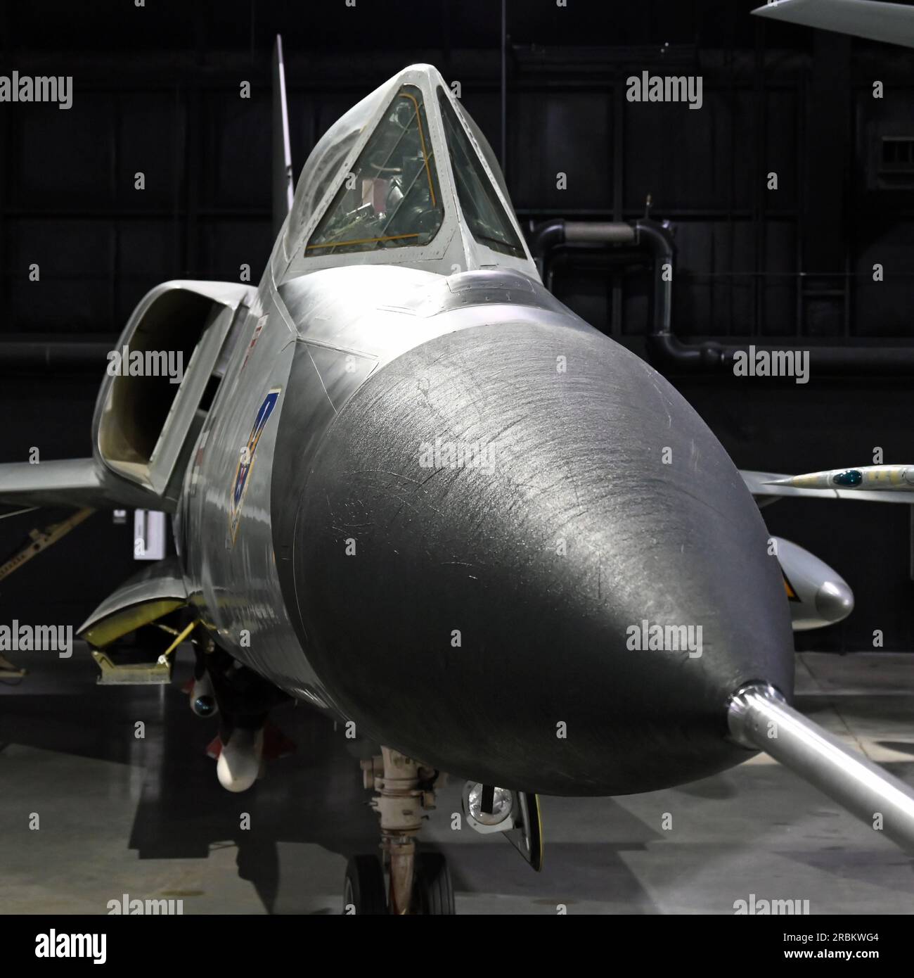 Nose section of a USAF Convair F-106A interceptor aircraft on display at the US Air Force National Museum in Dayton, Ohio. Stock Photo