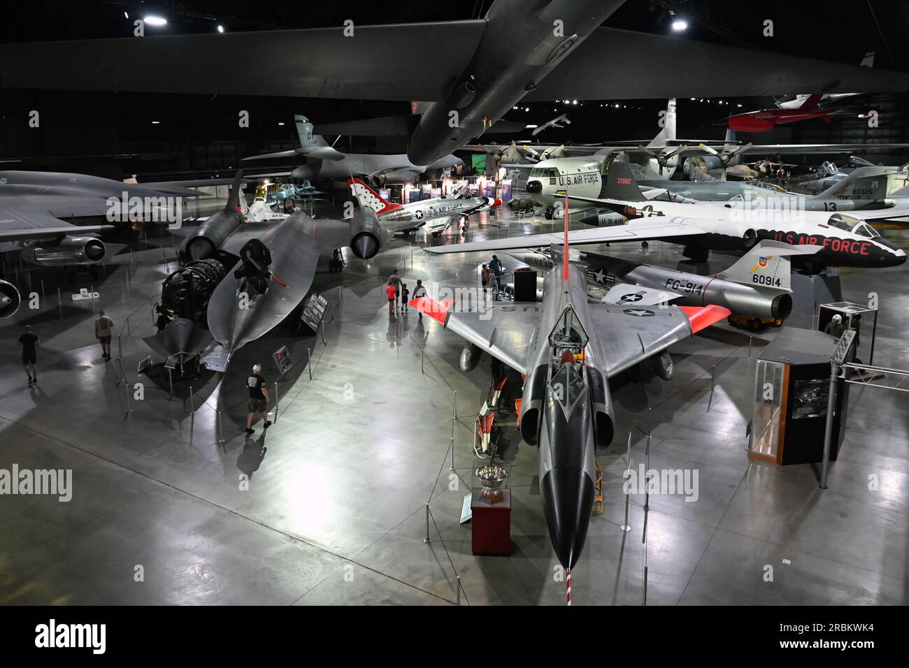 Looking down at the aircraft in the Cold War Hanger at the US Air Force National Museum in Dayton, Ohio. Stock Photo