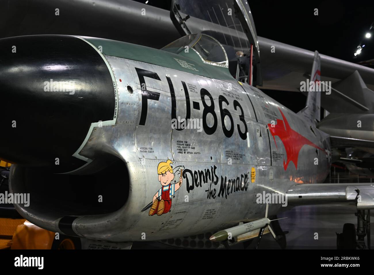 A USAF F-86D Sabre attack aircraft used in the first Iraq war on display at the US Air Force National Museum in Dayton, Ohio. Stock Photo