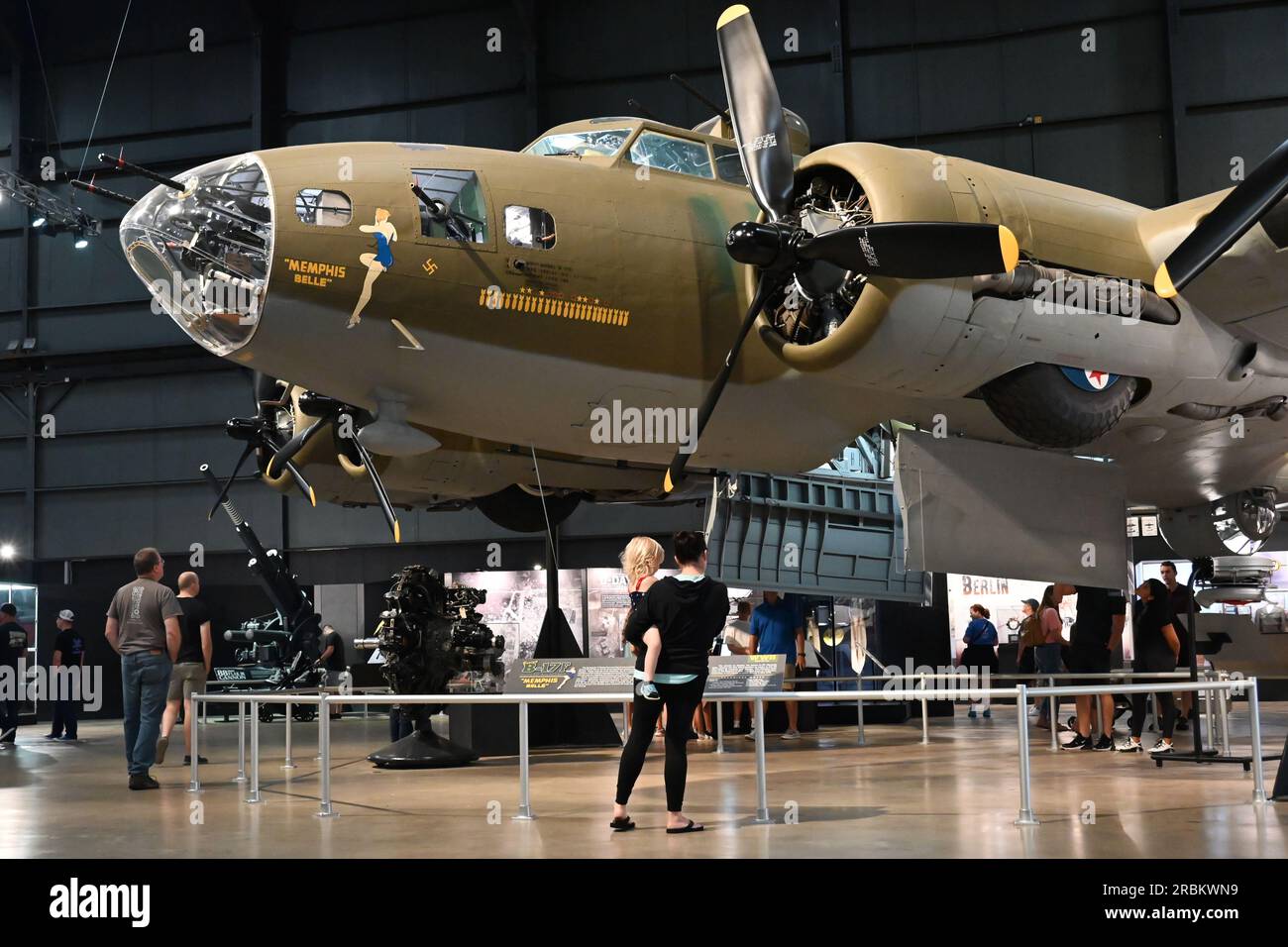 The Memphis Belle B17 Flying Fortress, famous for completing 25 combat missions in WWII, at the US Air Force National Museum in Dayton, Ohio Stock Photo