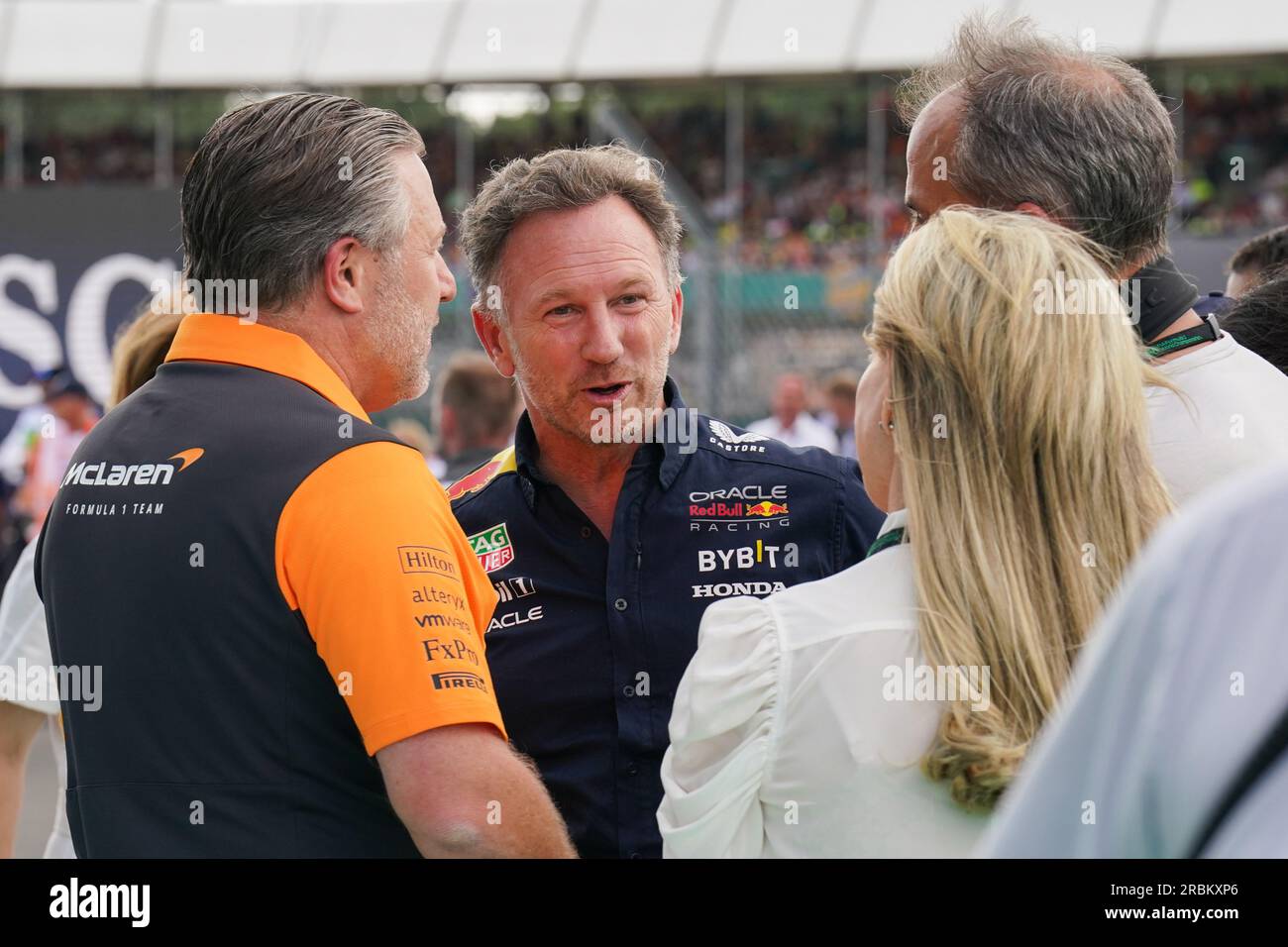Silverstone, UK. 09th July, 2023. Team Principal Christian Horner, Red Bull Racing speaks with
