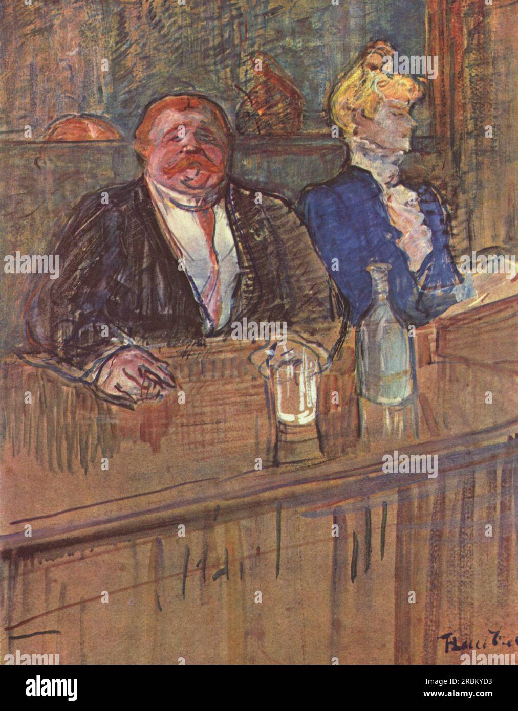 At the Cafe The Customer and the Anemic Cashier 1898 by Henri de Toulouse-Lautrec Stock Photo