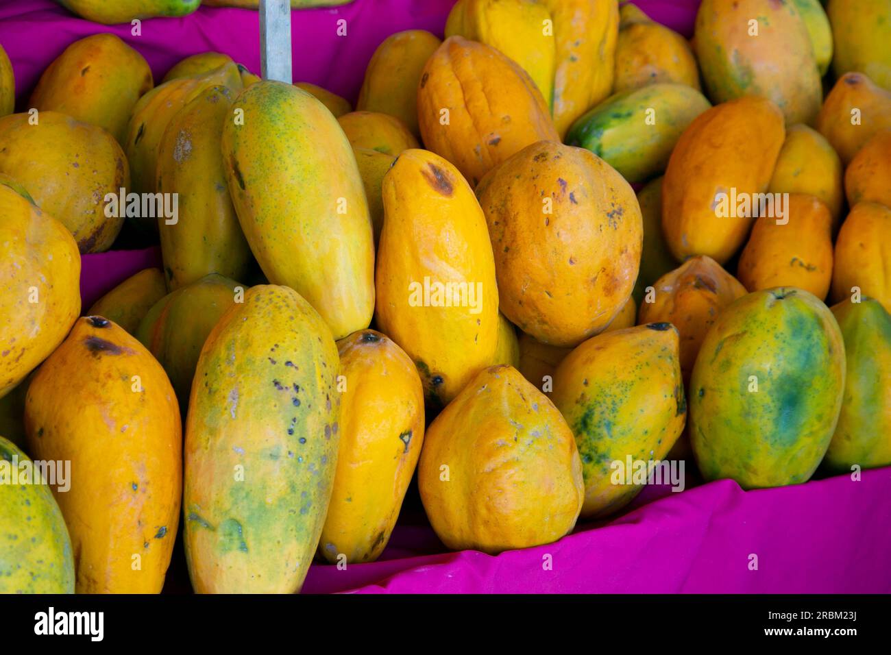 Mangoes And Papayas At A Stall In The Central Fruit And Vegetable