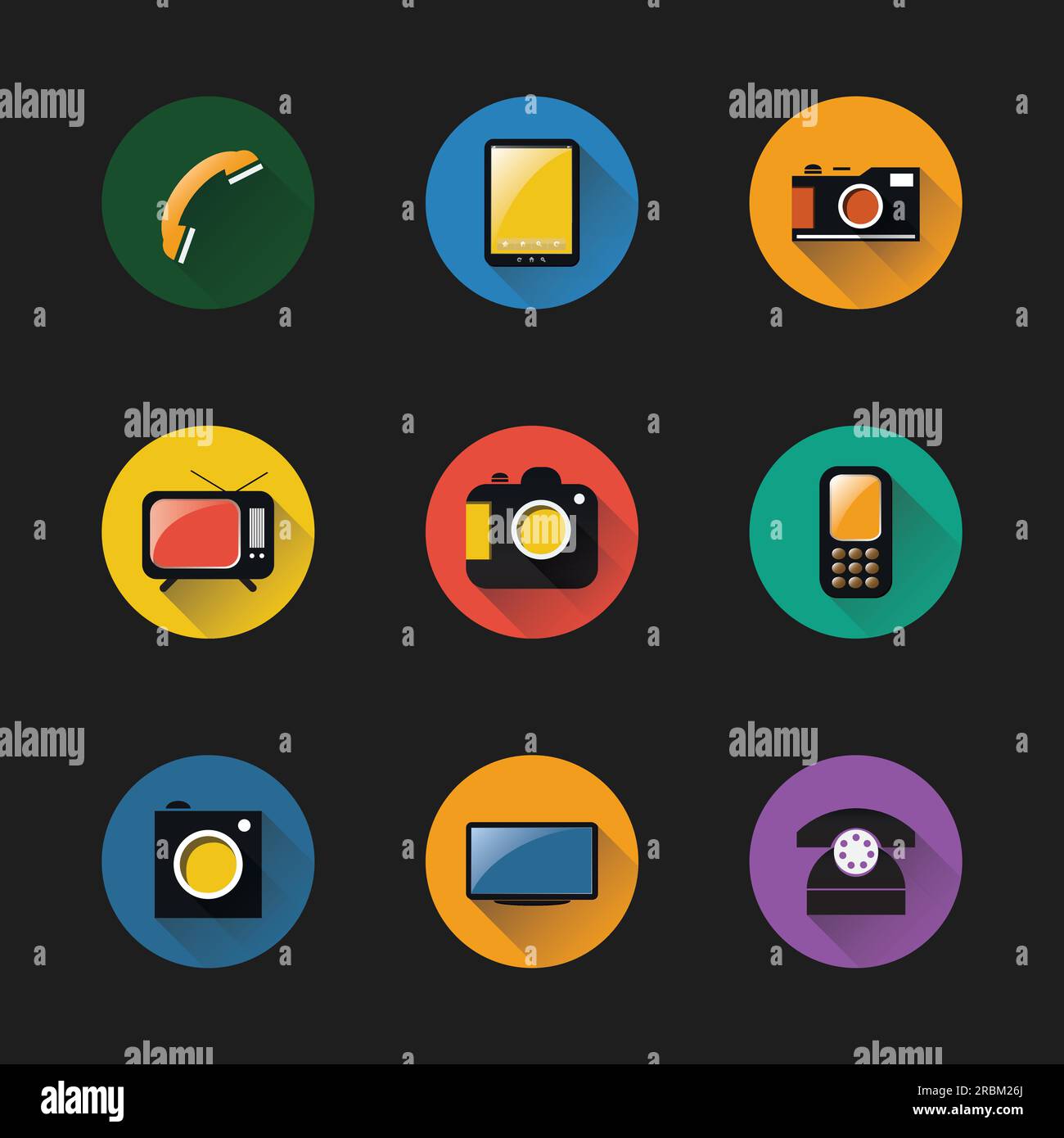 Flat UI Design - Colorful Icon Set of Electronic Devices Stock Vector ...