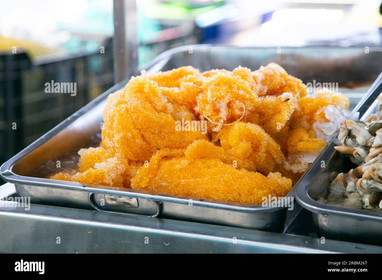 Flying fish roe. Fish stalls at Sant Camilo food market in Arequipa, Peru Stock Photo Alamy
