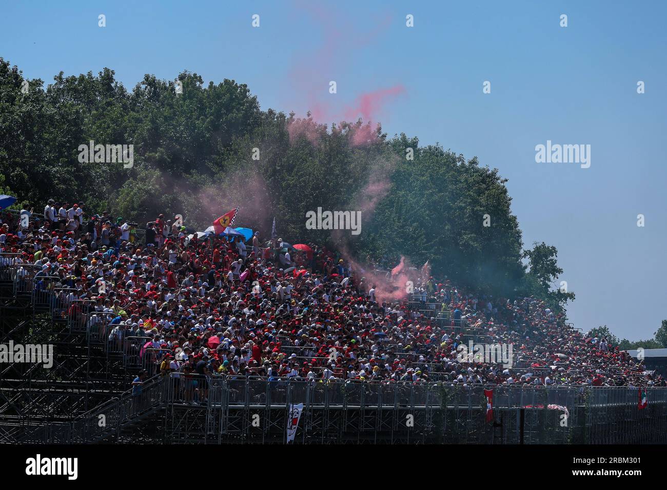 Ferrari Supporters Monza, Italy. 09th July, 2023. Supporters of Ferrari celebrate during ...