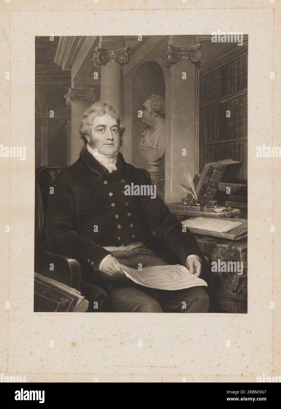 Thomas William Anson, 1st Earl of Lichfield when Viscount Anson 1823 by Charles Turner Stock Photo