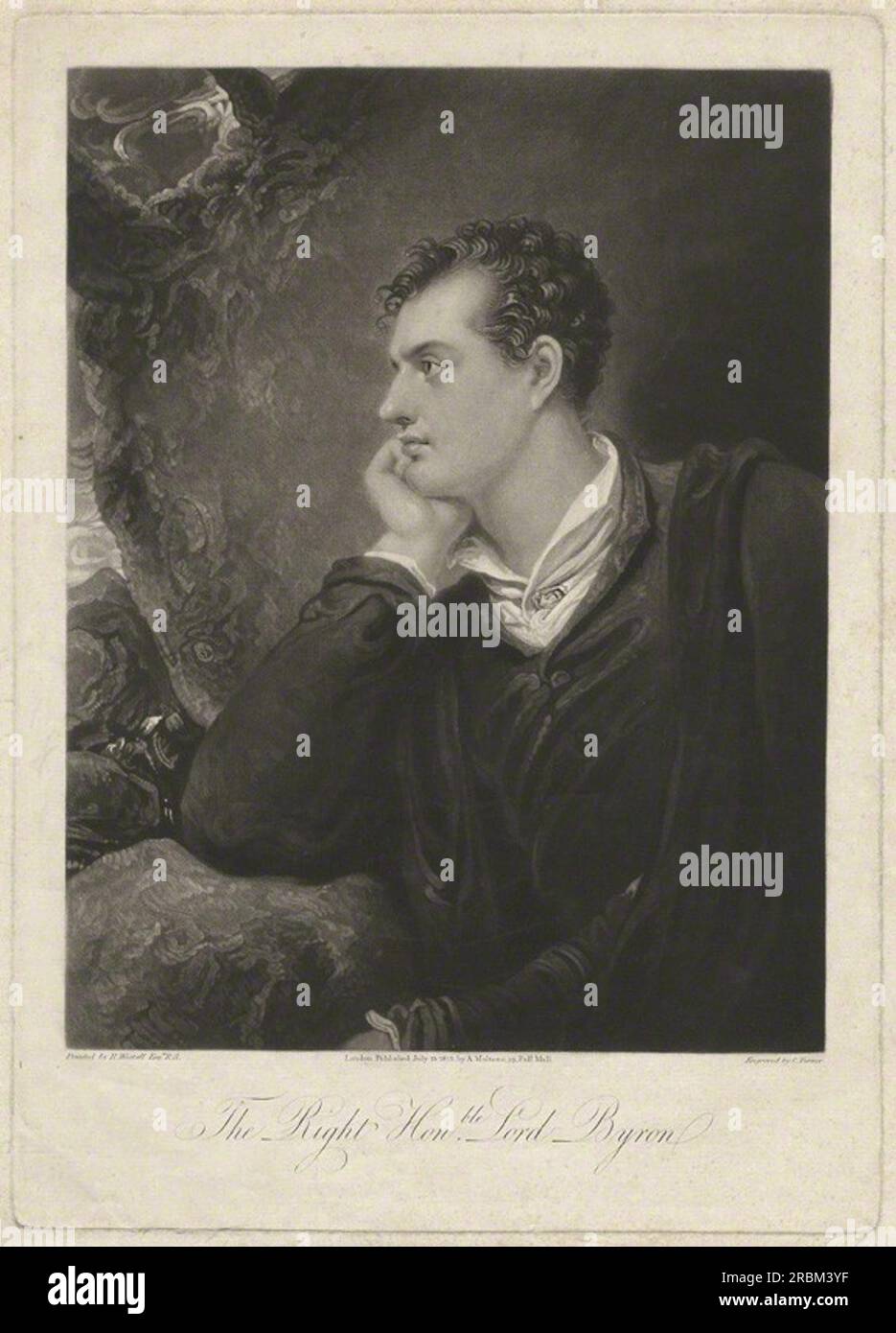 Gordon Byron, 6th Baron Byron 1815 by Charles Turner Stock Photo