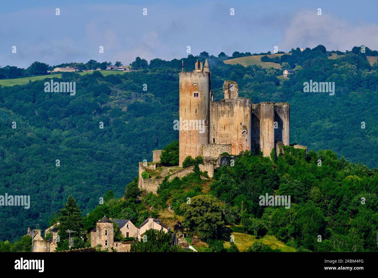 France, Aveyron (12), Najac, labeled The Most Beautiful Villages of France, medieval village and castle of Najac Stock Photo