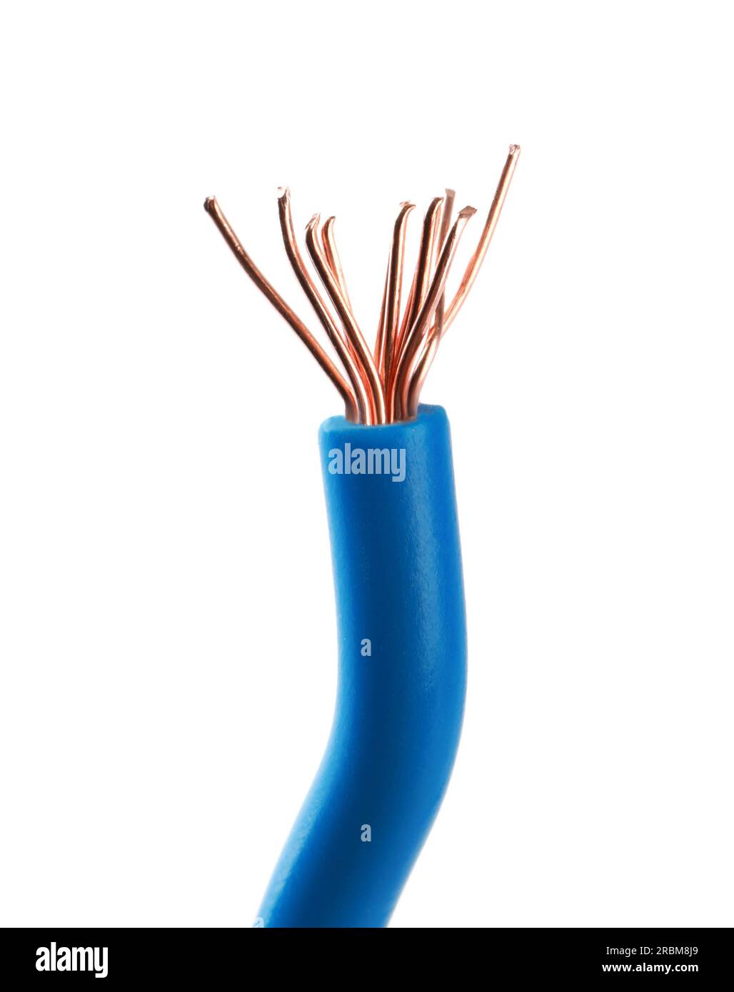 Light blue electrical wire isolated on white Stock Photo Alamy