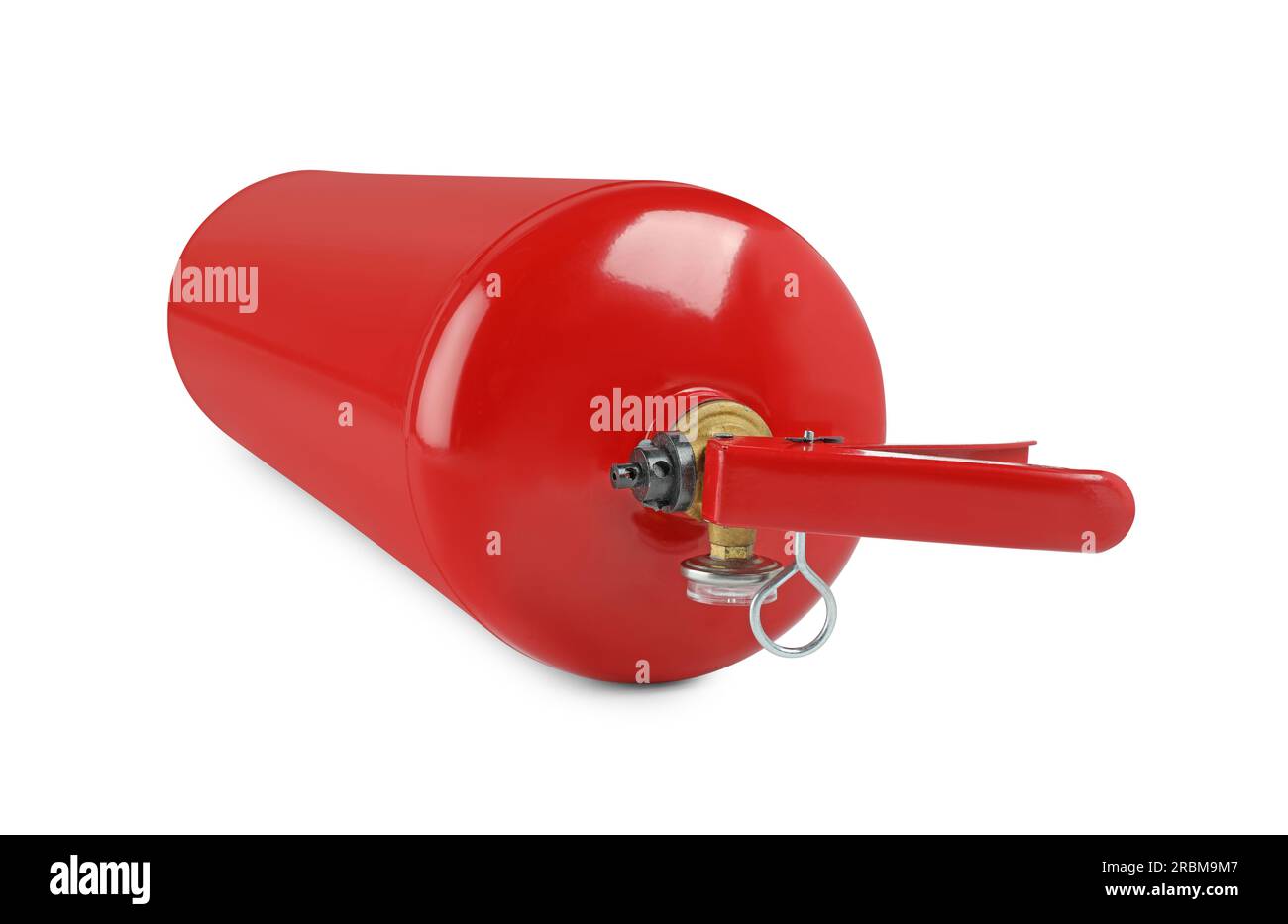 One red fire extinguisher on white background Stock Photo Alamy