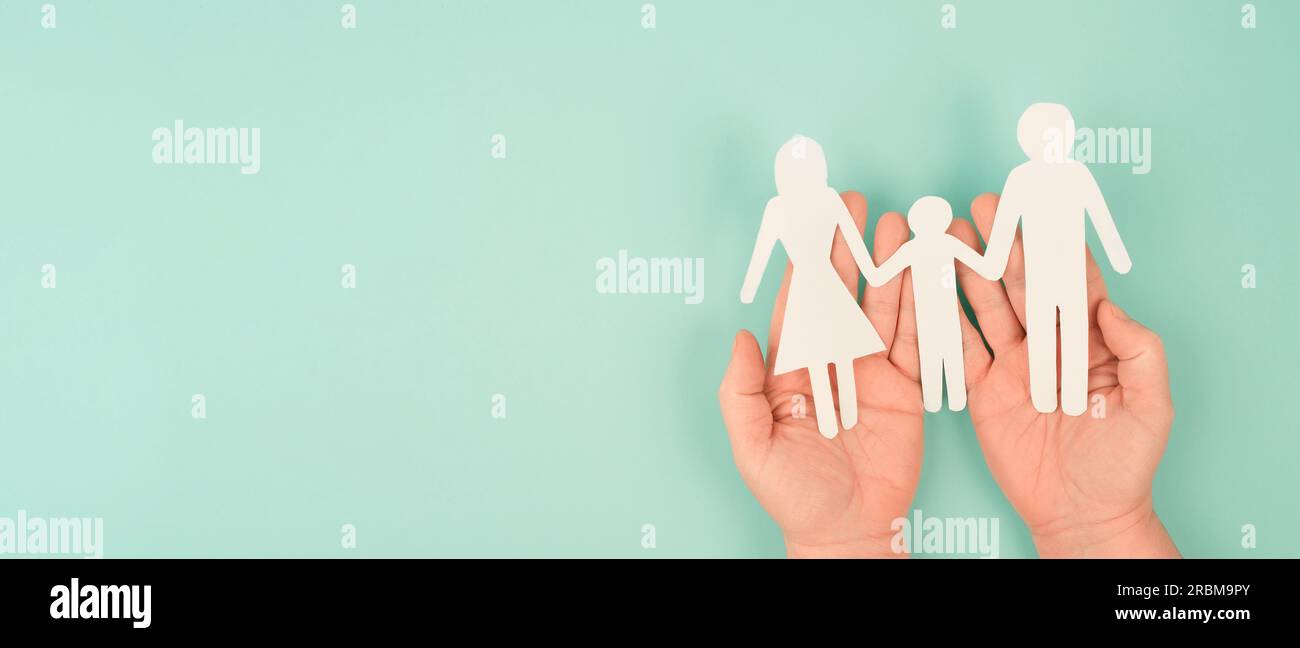 Parents with one child holding hands, relationship in family, care and ...