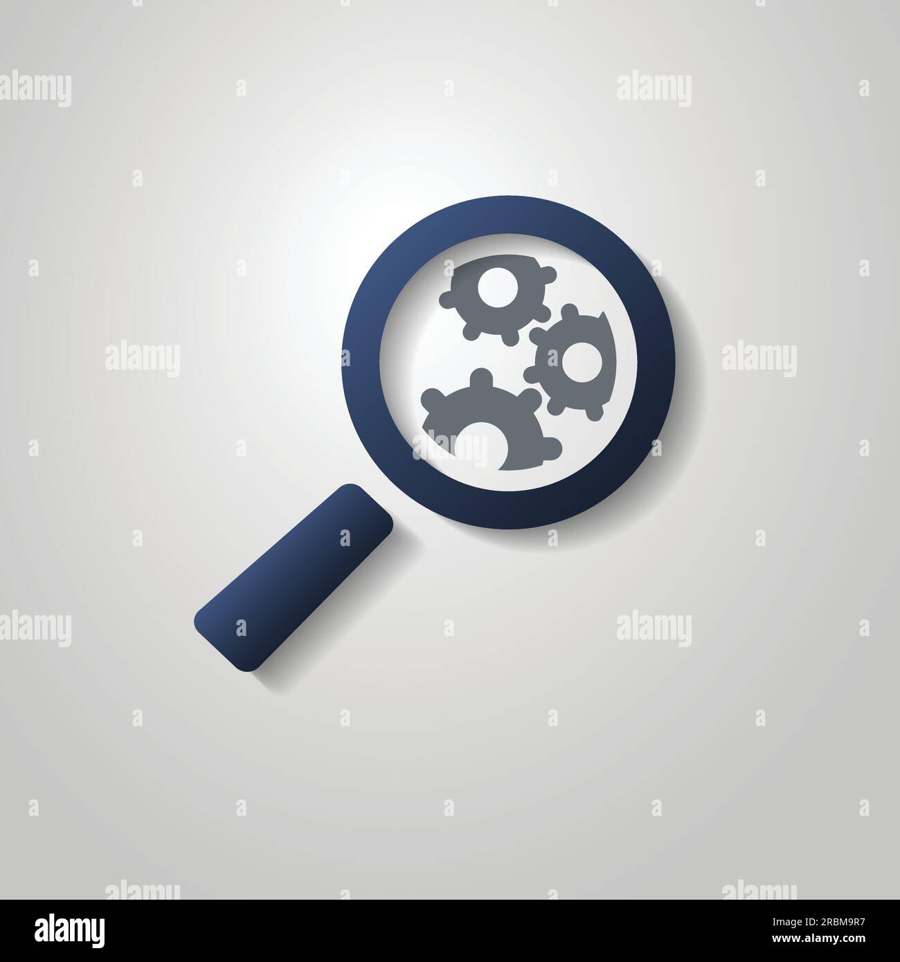Business Analysis Symbol Concept with Magnifying Glass Icon and Gears ...