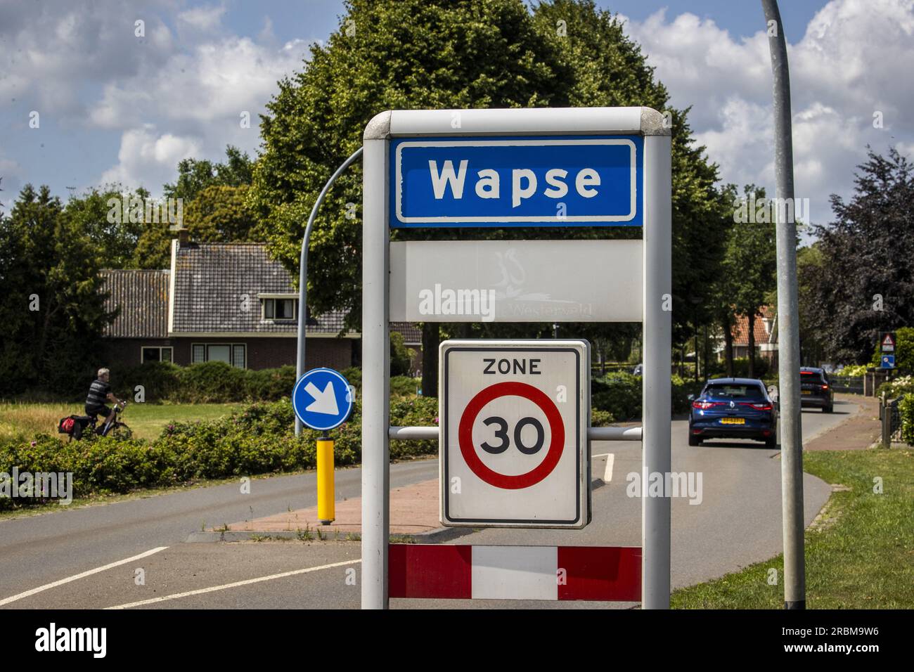 WAPSE - Place name sign of Wapse in the municipality of Westerveld, where a wolf was shot dead after it had injured a sheep farmer. The sheep farmer tried to chase the wolf away after discovering it had killed some of his sheep. ANP VINCENT JANNINK netherlands out - belgium out Stock Photo