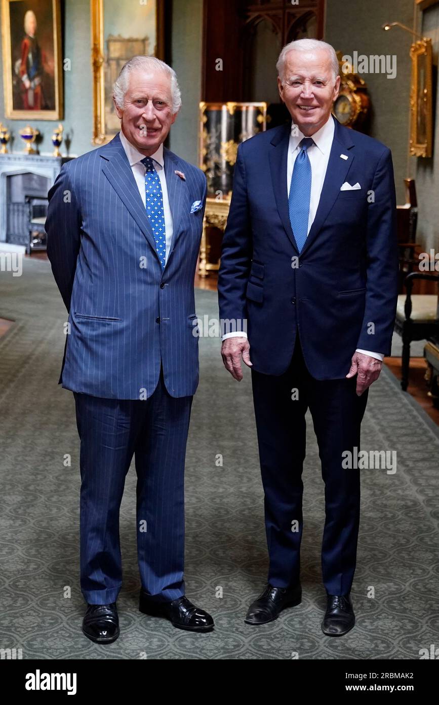 King Charles III and US President Joe Biden in the Grand Corridor at ...