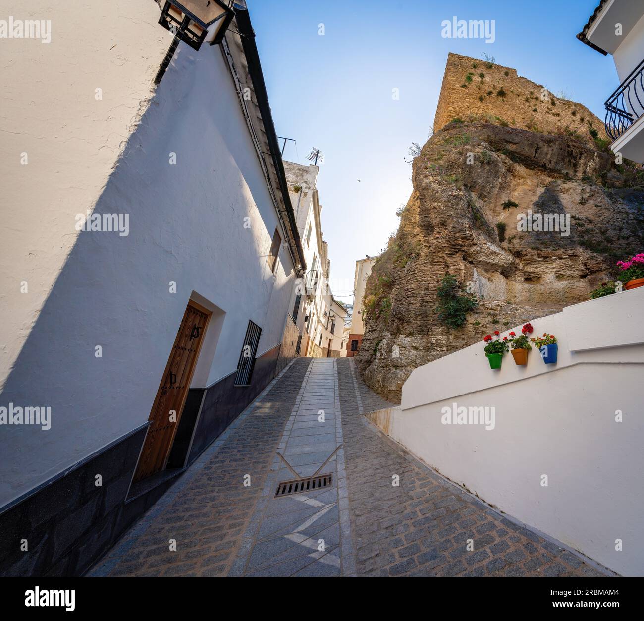 Calle Mina Street with Rocks dwellings - Setenil de las Bodegas, Andalusia, Spain Stock Photo