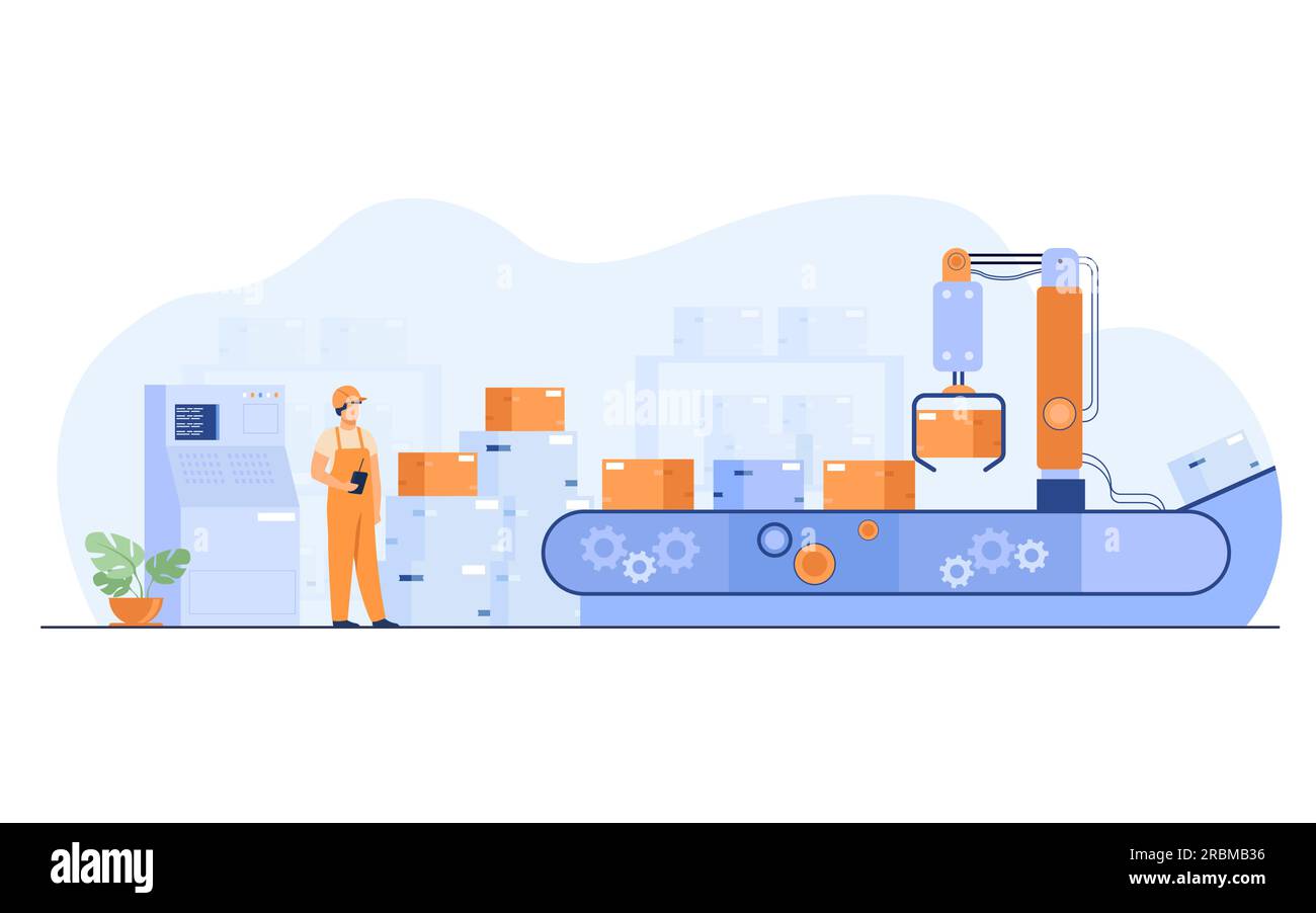 Factory worker robot machine Stock Vector Images - Alamy