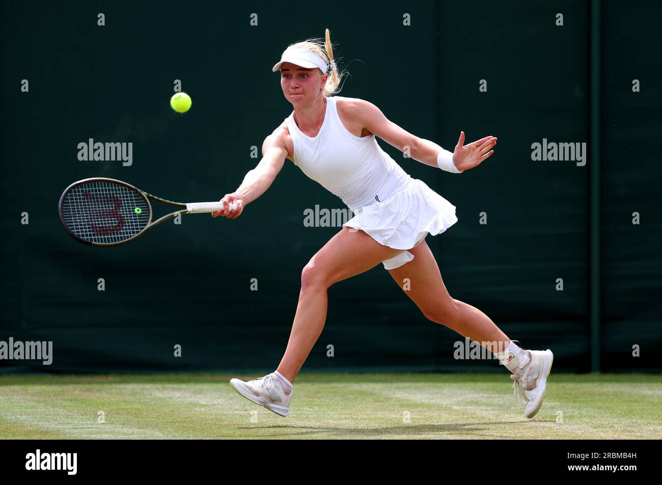 Rebecca Munk Mortensen in action during her girls singles match on day