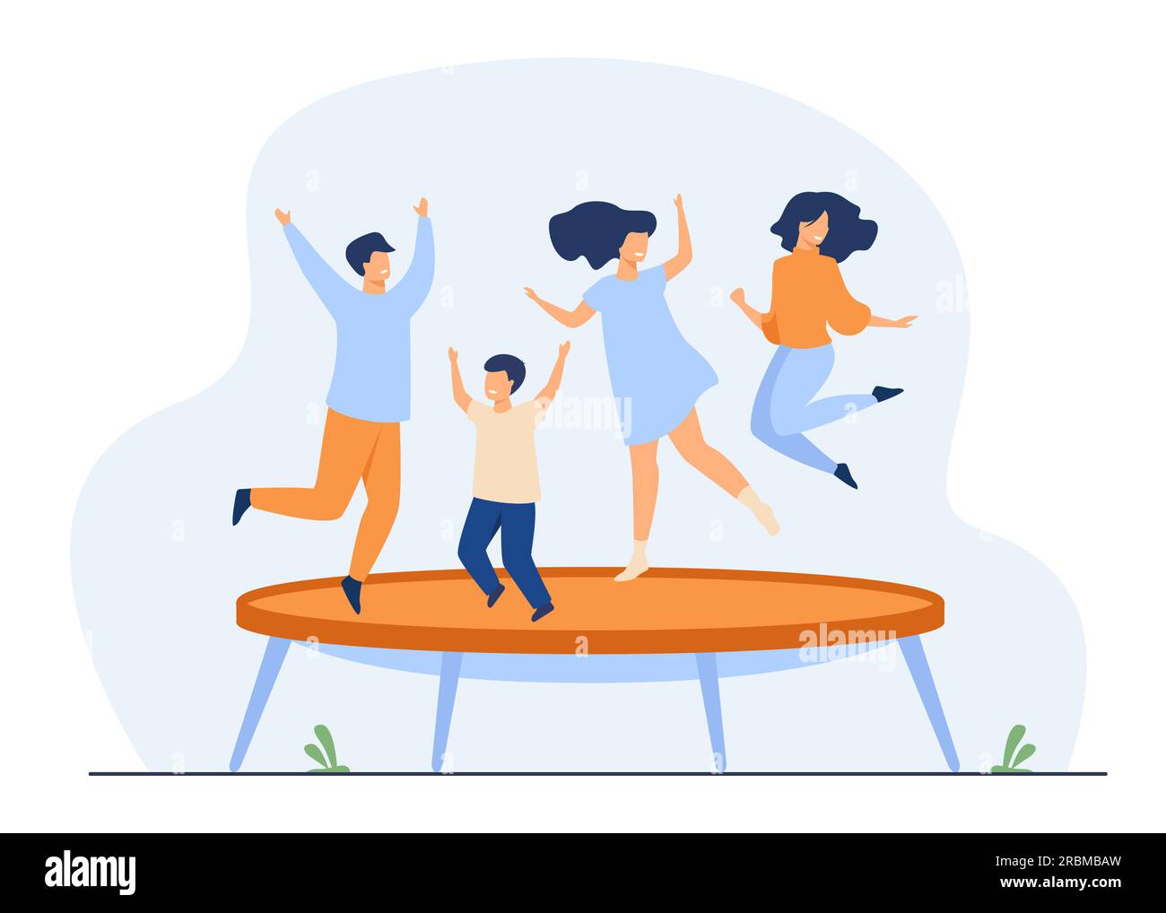 Happy friends jumping on trampoline Stock Vector Image & Art - Alamy
