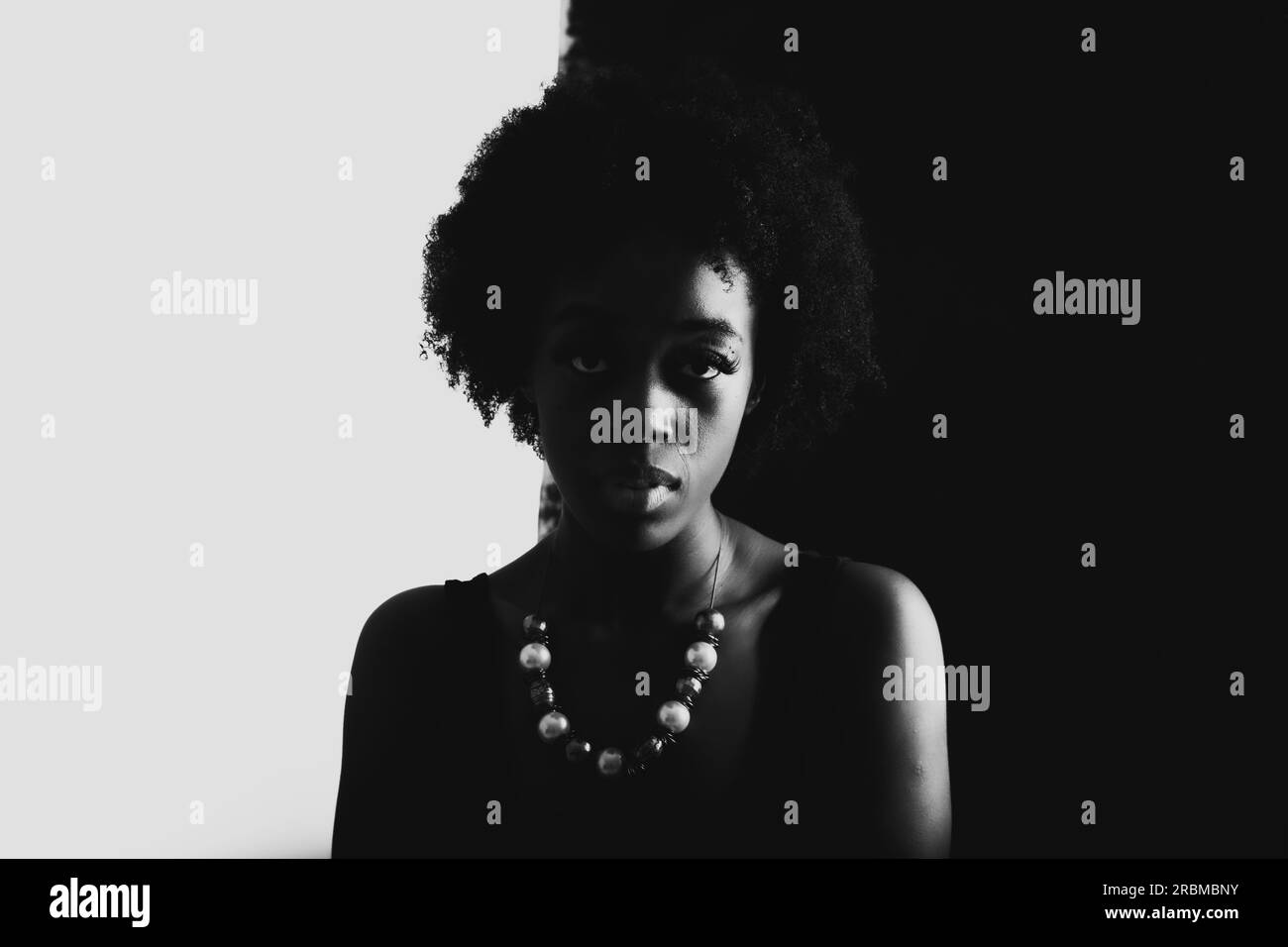 Black and White Studio Shots of Black Woman Stock Photo