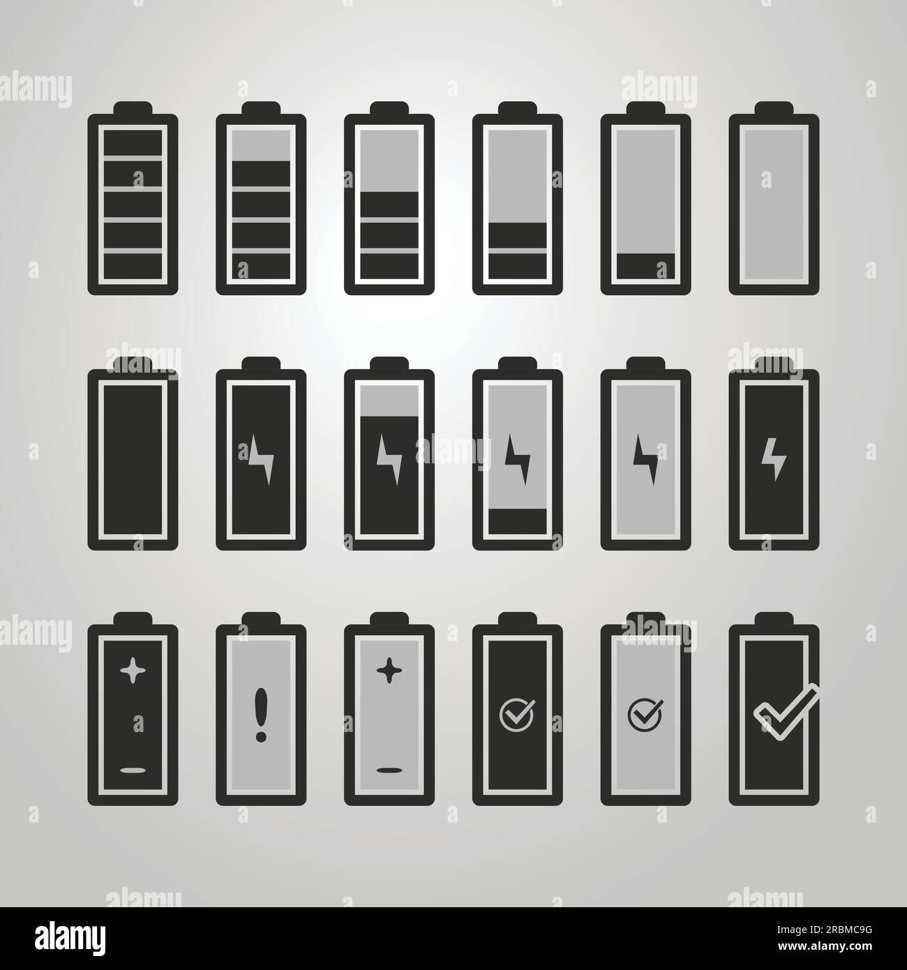 Black and White Battery Icon Set Design Stock Vector Image & Art - Alamy