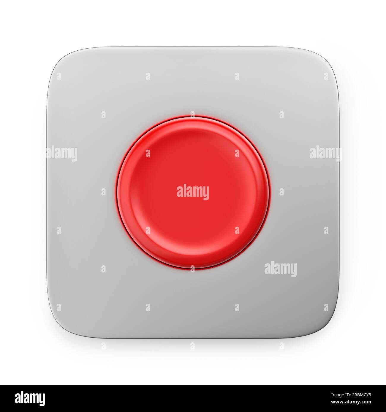 Shiny red button on white background Stock Photo - Alamy