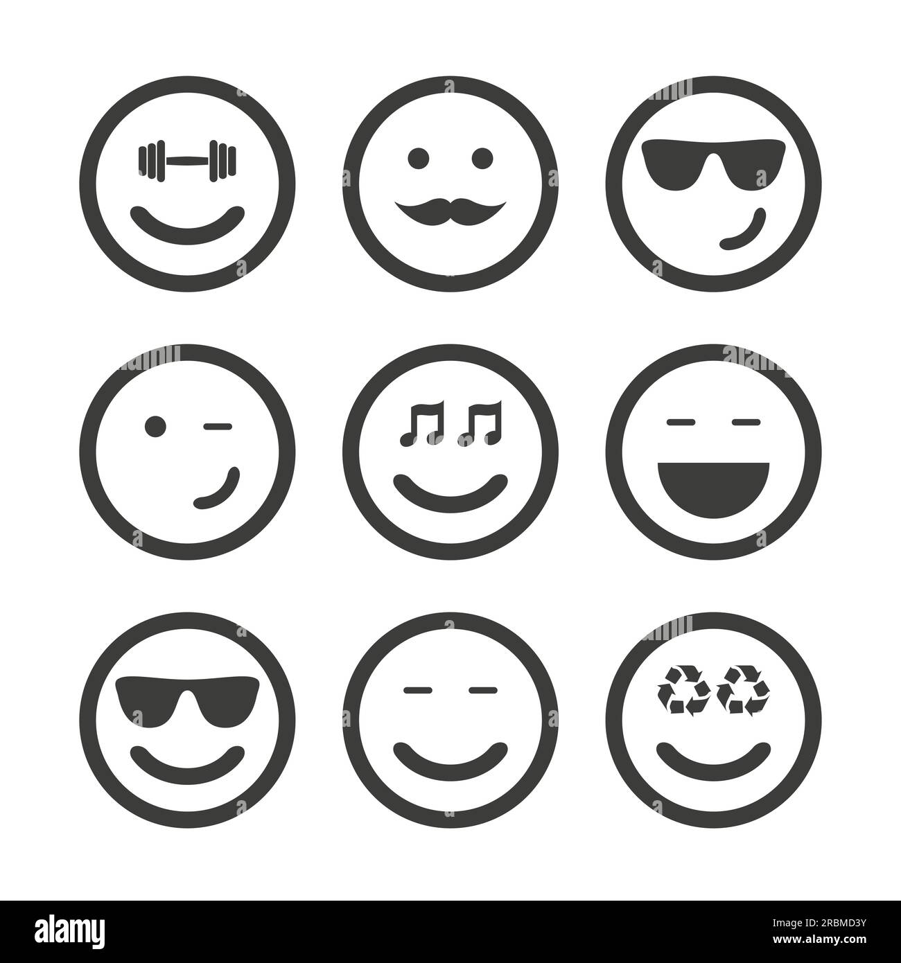 Emoticon Set with Various Expressions Stock Vector