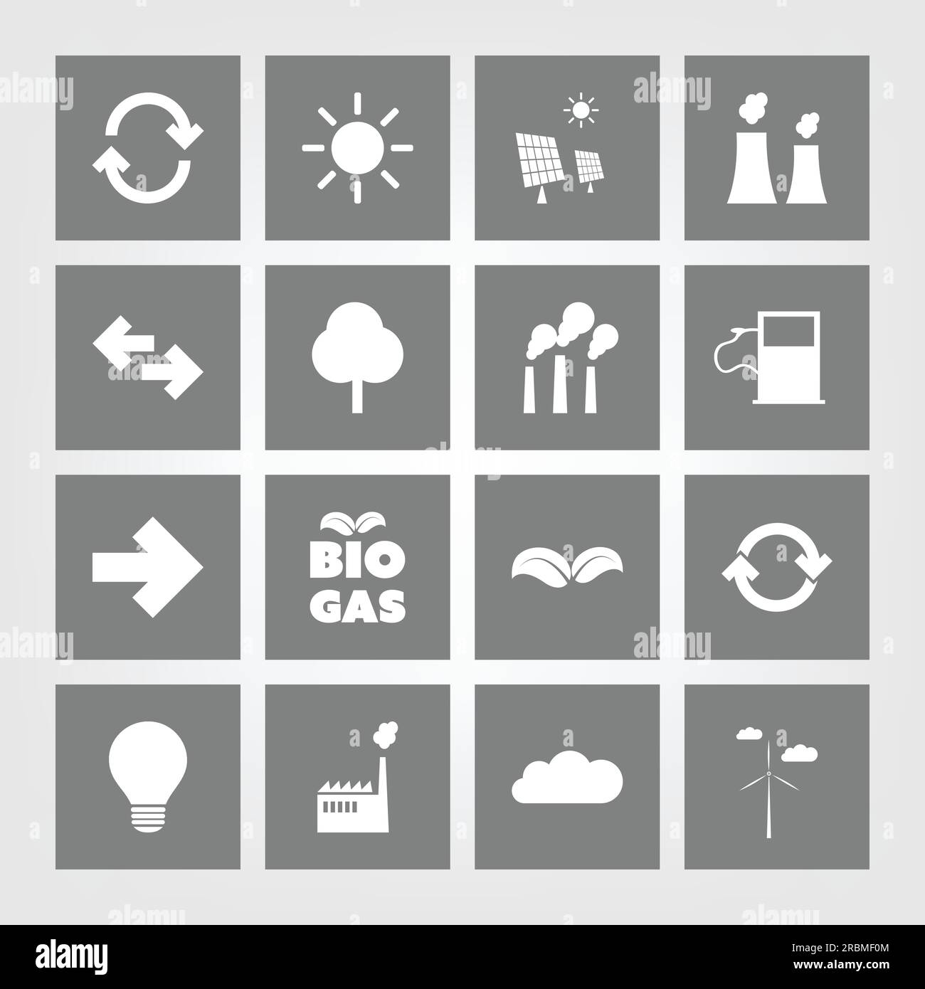 Eco Icon Set - 16 Different Icons on Grey Background Stock Vector