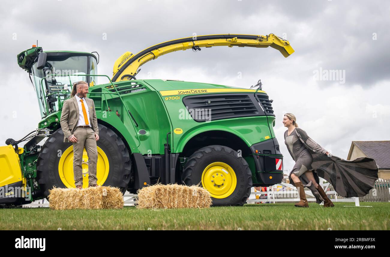 Luke Johnson and Lizzie McLaughlin model designs made from British wool, that will be showcased on the Sheep to Chic catwalk during Great Yorkshire Show at the Showground in Harrogate, which opens to the public on Tuesday. Picture date: Monday July 10, 2023. Stock Photo