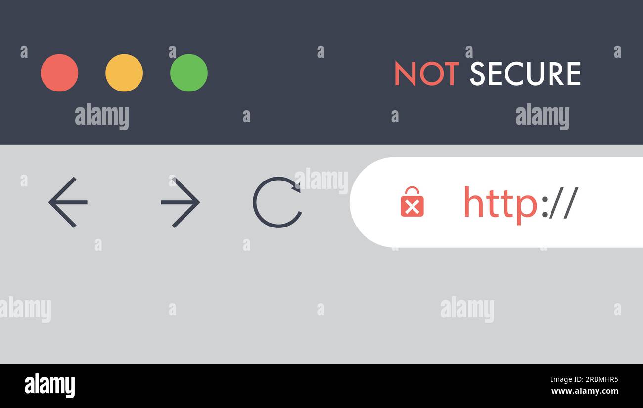 Browser Address Bar Showing Insecure HTTP Protocol Symbol - Web Browsing and Connections Trend Design Concept Stock Vector