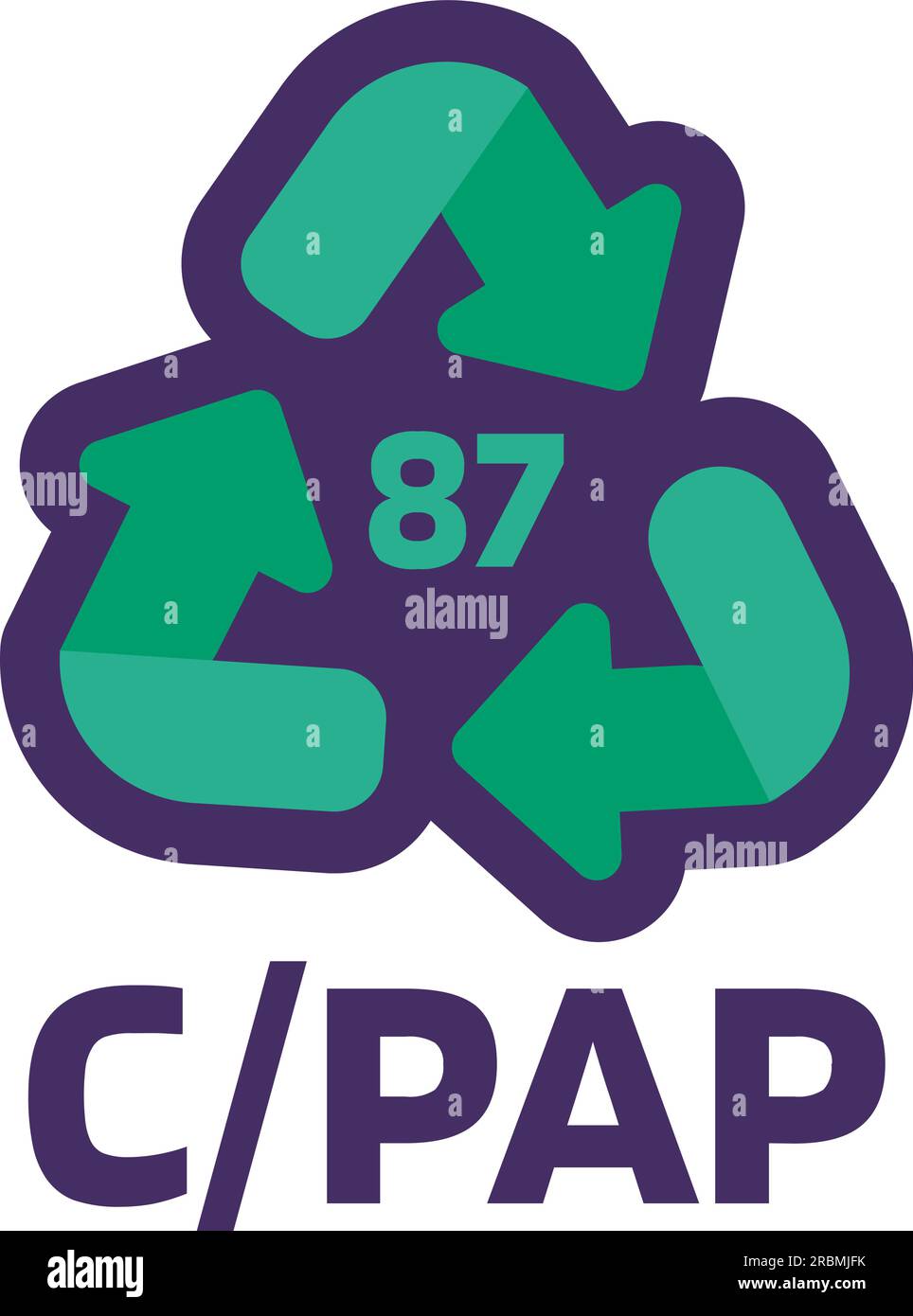 Notice CPAP recycling code 87 for industrial products marking. Recycle code for biodegradable