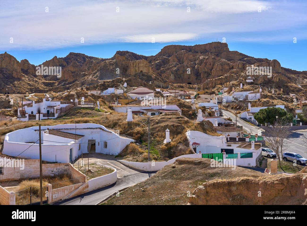 famous village of Guadix with its Cave houses and appartments, Andalusia, Spain Stock Photo