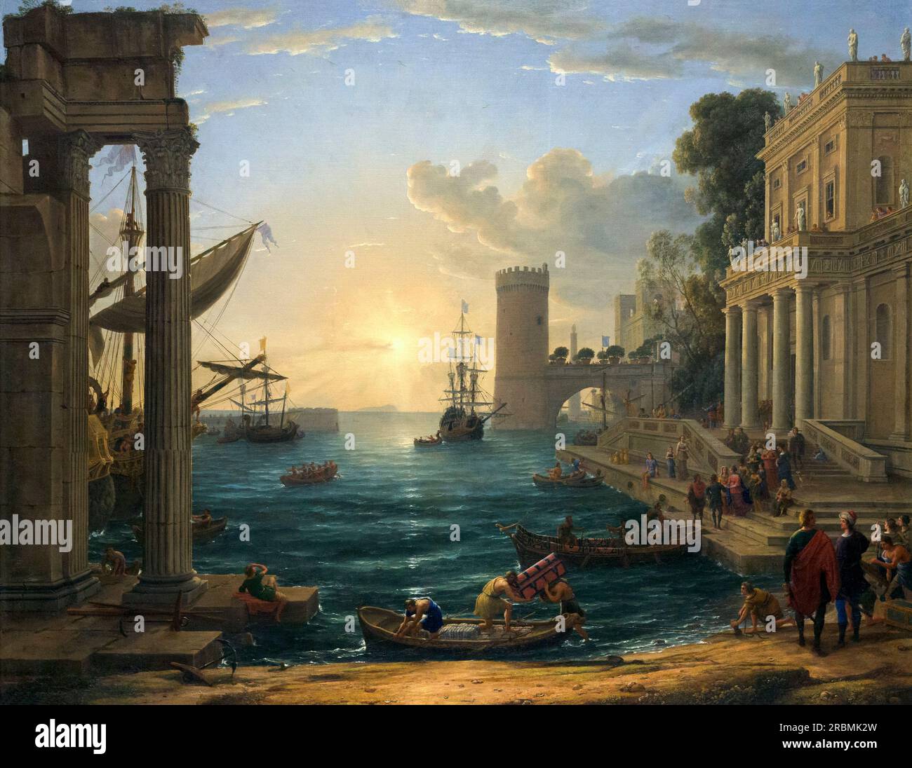 Seaport with Embarkation of the Queen of Sheba, Claude Lorrain, 1648