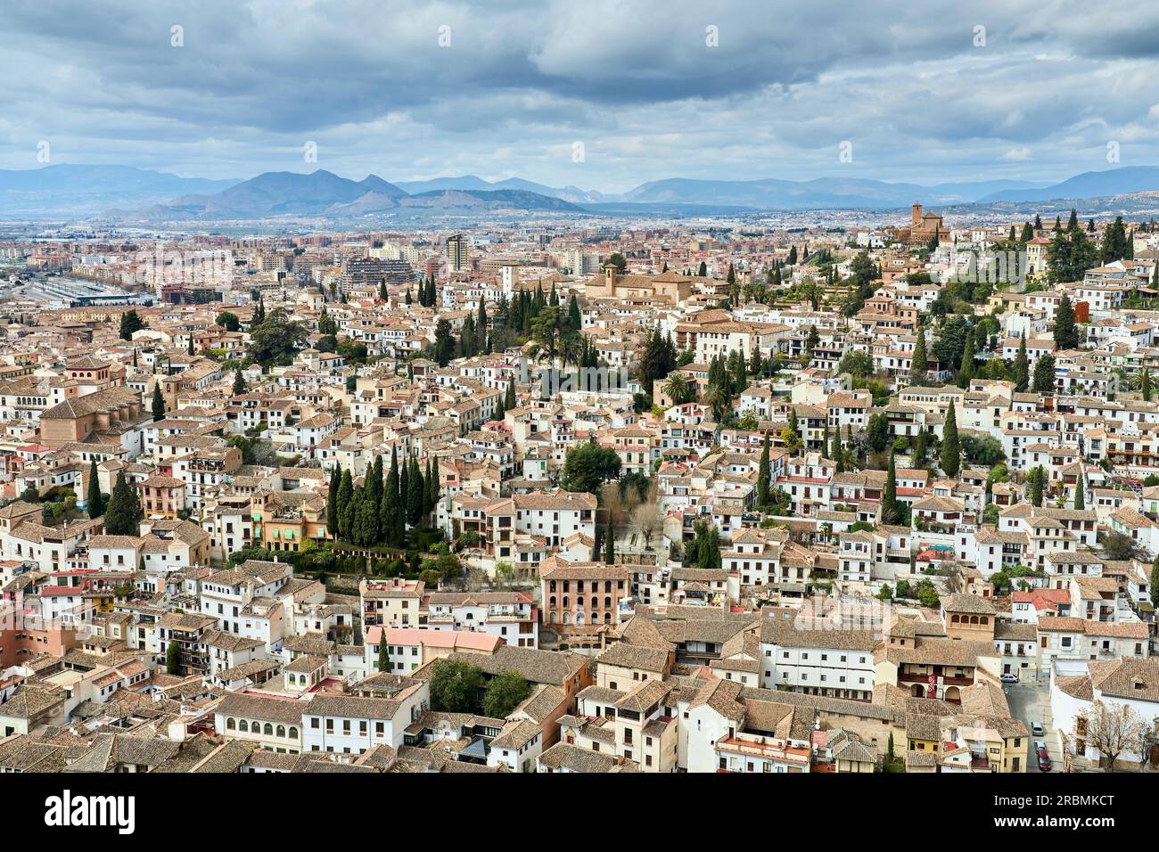 aerial view of the Albaicin and Sacromonte down town district of