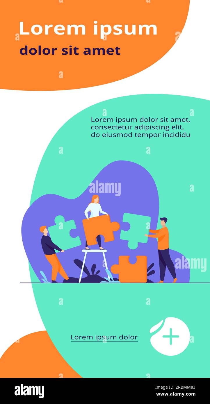 Partners holding big jigsaw puzzle pieces Stock Vector