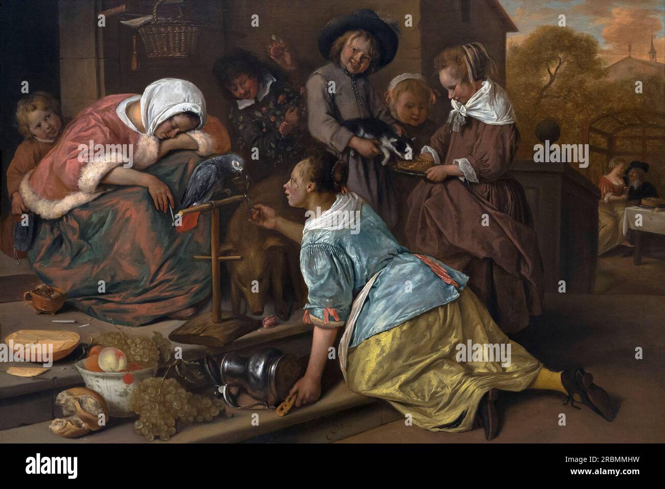 Effects of Intemperance, Jan Steen, circa 1663-5, Stock Photo