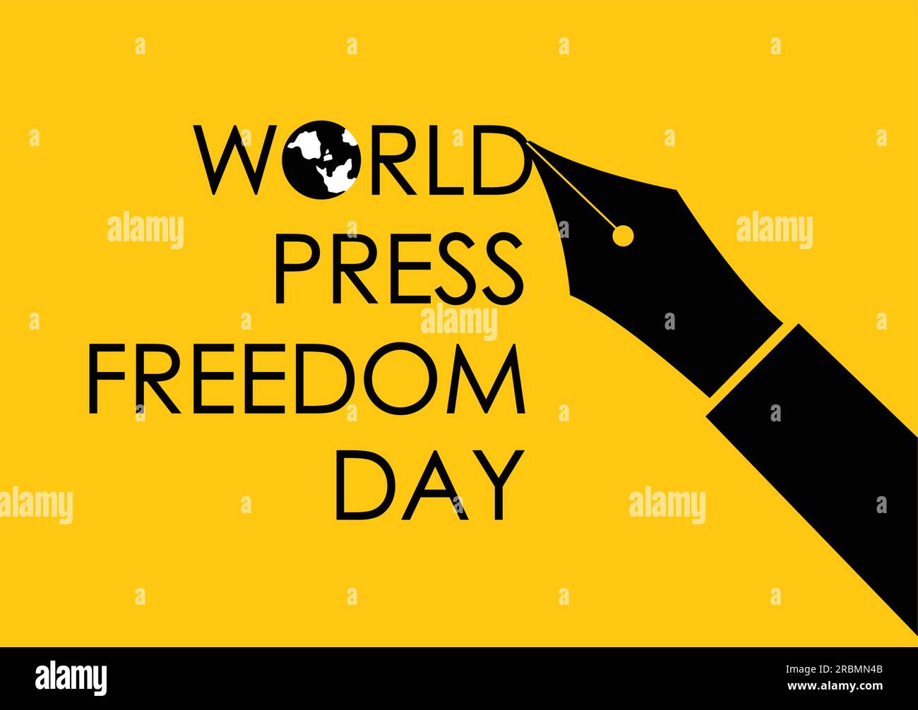 Illustration about world press freedom day and justice to journalists, fountain pen writing text Stock Vector