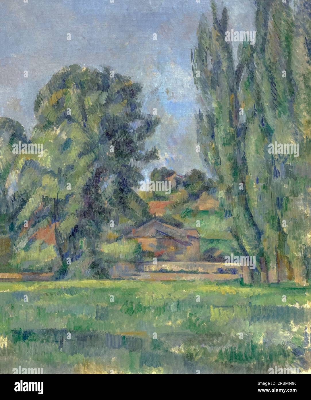 Landscape with Poplars, Paul Cezanne, circa 1885, Stock Photo