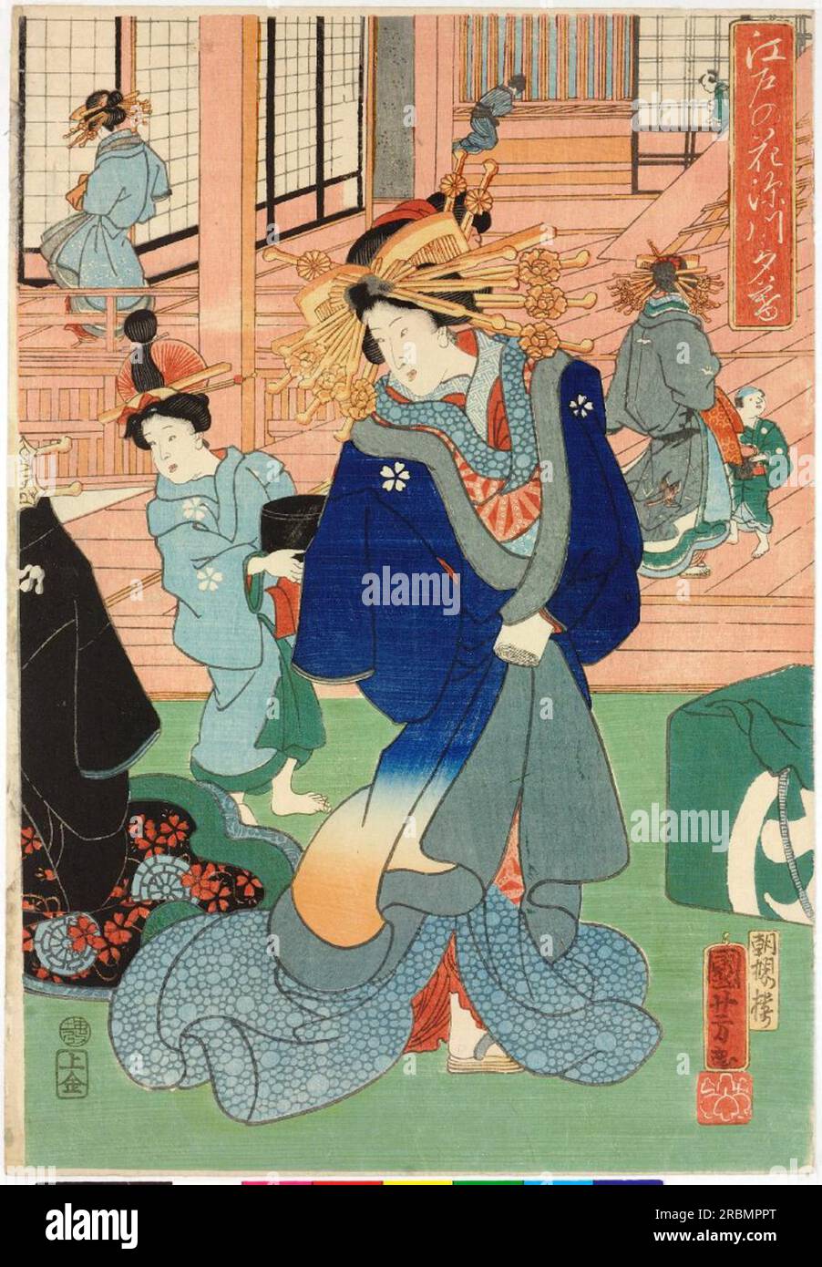 Flowers of Edo (Right) 1860 by Utagawa Kuniyoshi Stock Photo Alamy