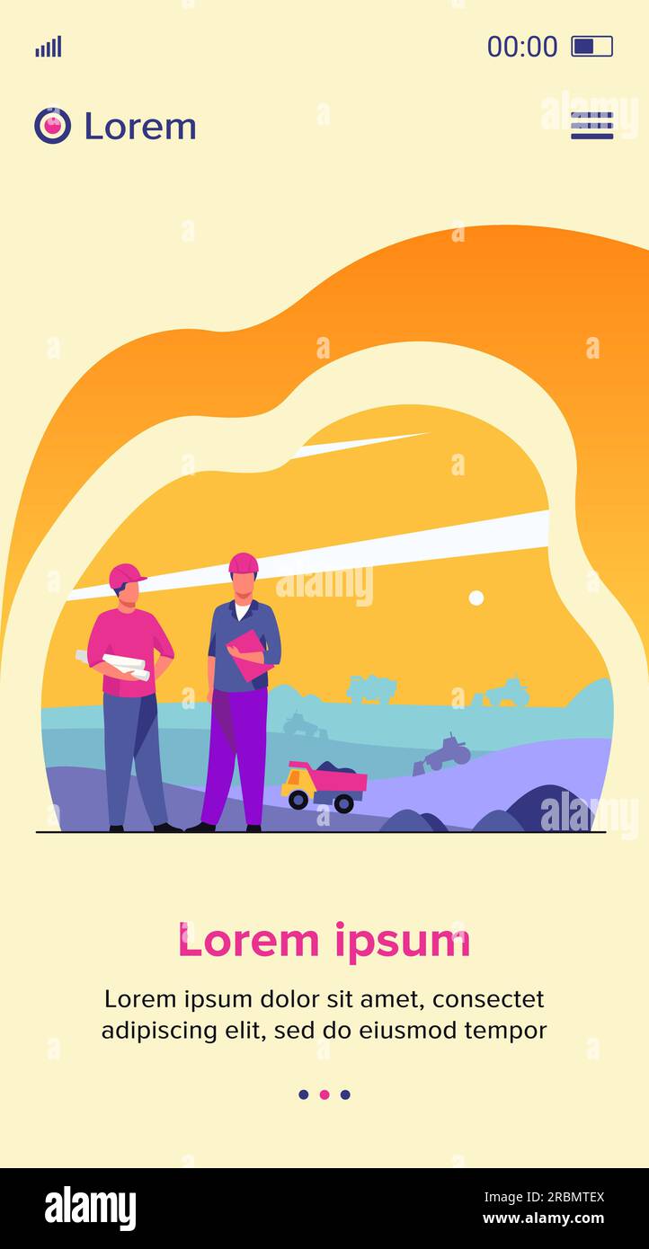 Coal mine engineers controlling heavy hydraulic machines Stock Vector