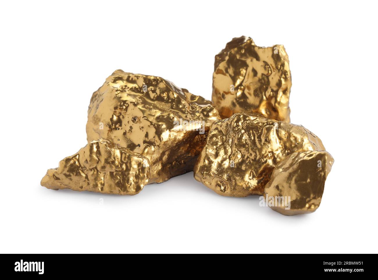 Pile of shiny gold nuggets on white background Stock Photo - Alamy