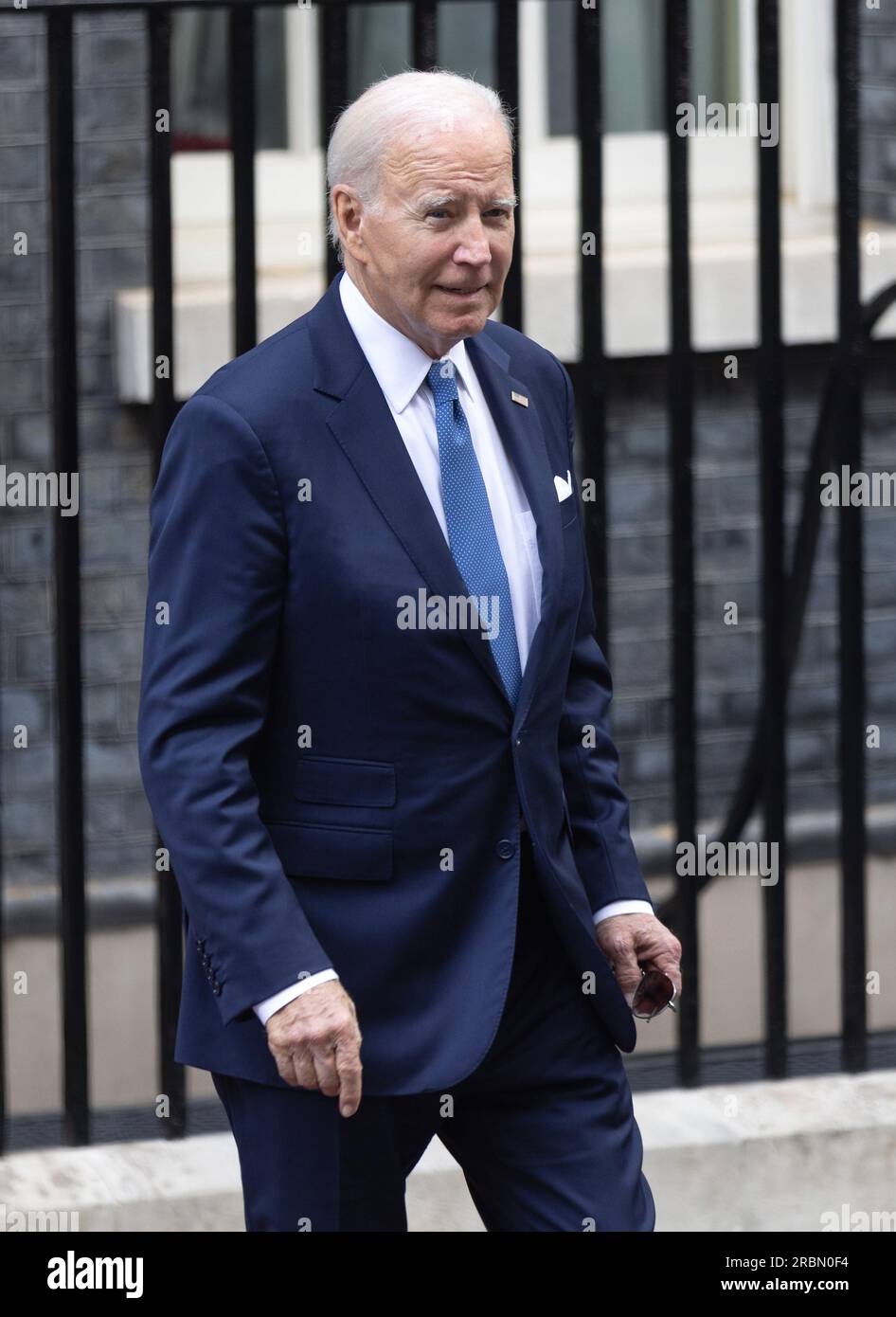 London, UK. 10 July, 2023. US President Joe Biden arrives at 10 Downing Street to meet  the British Prime Minister Rishi Sunak in London, England. Credit: S.A.M./Alamy Live News Stock Photo