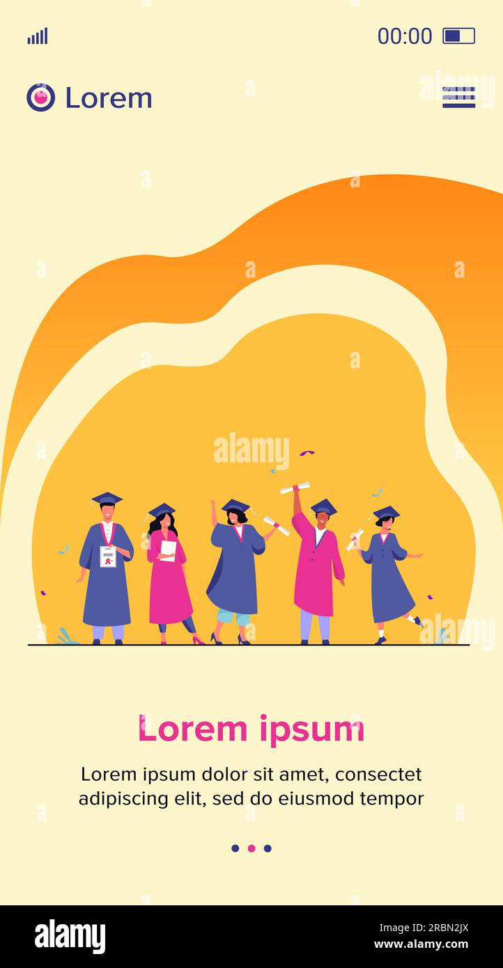 Happy diverse students celebrating graduation from school Stock Vector ...