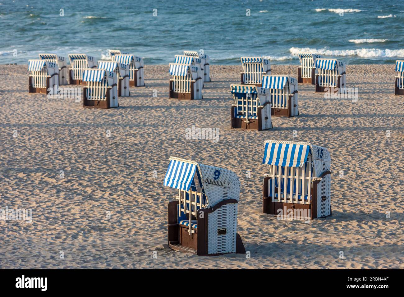 Empty beach chairs in Kuehlungsborn, Mecklenburg-West Pomerania, Northern Germany, Germany Stock Photo