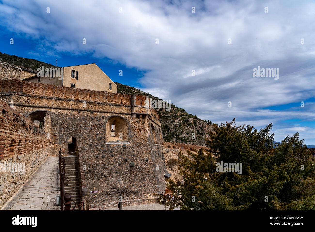 Fort Liberia, a military installation designed by Sébastien Le Prestre de Vauban and built between 1681-1683 in Villefranche-de-Conflent, Pyrenees Ori Stock Photo