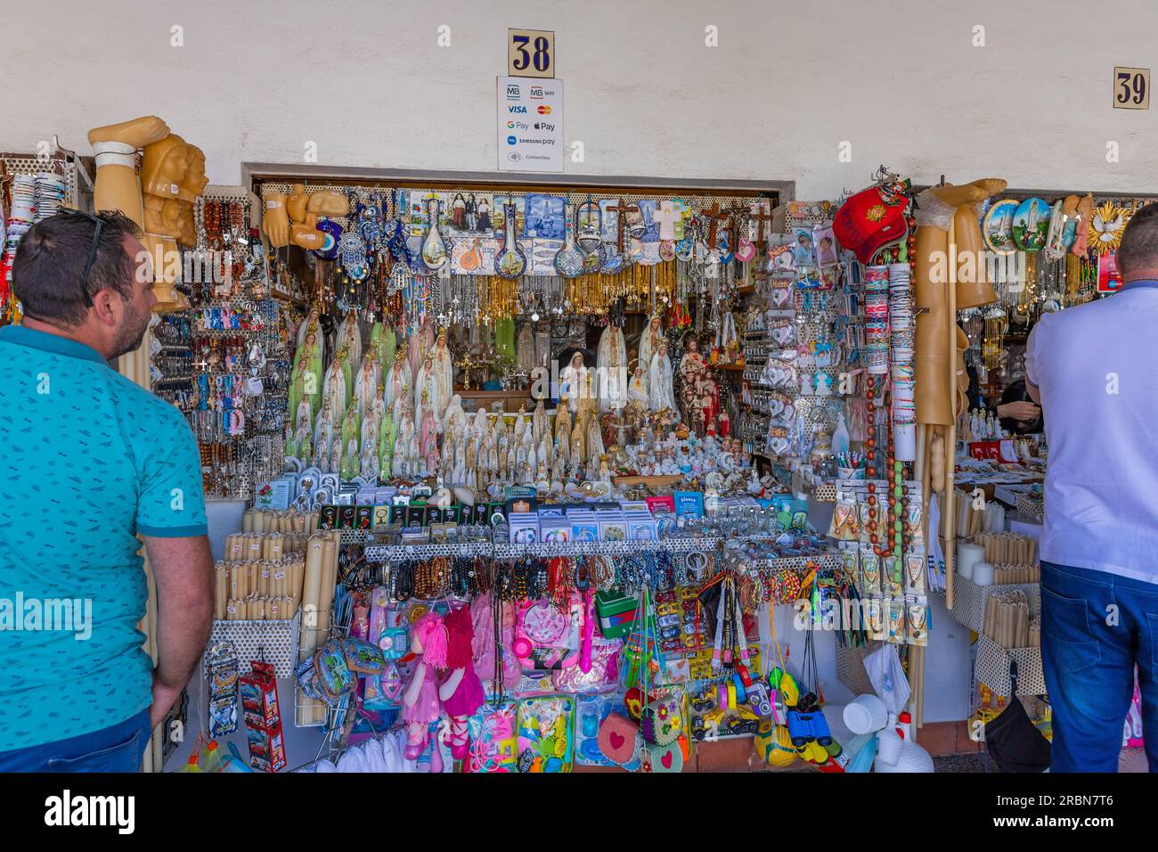 Fatima, Portugal 6 June 2023 store with religious souvenirs near Our