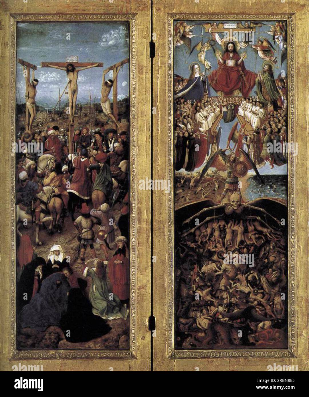 Crucifixion and Last Judgement diptych 1426 by Jan van Eyck Stock Photo ...